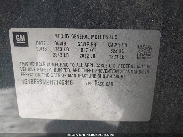 Chevrolet Cruze Lt Auto 2017 1G1BE5SM9H7146416 Image 9