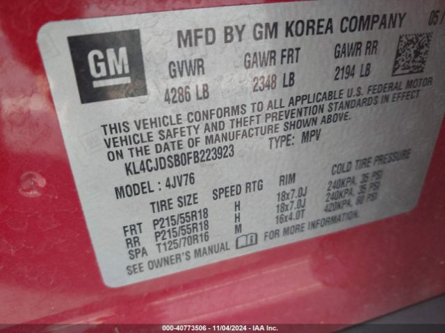 KL4CJDSB0FB223923 Buick Encore Premium