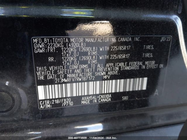 2T3MWRFV7RW187172 Toyota Rav4 Hybrid Le