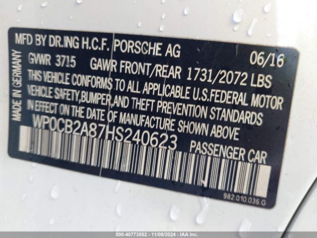 2017 PORSCHE 718 BOXSTER WP0CB2A87HS240623 Photo 8