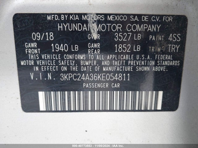 Hyundai ACCENT SE 2019 3KPC24A36KE054811 Image 9