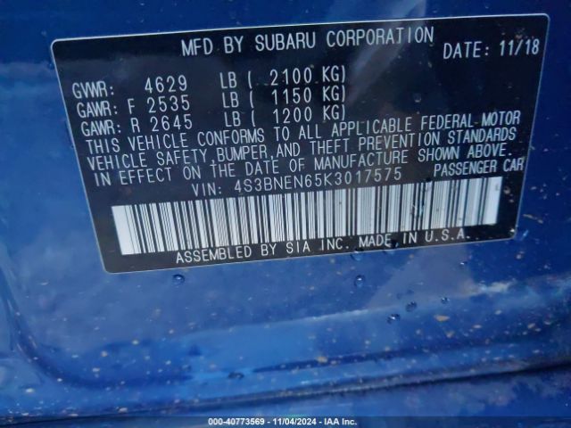 4S3BNEN65K3017575 Subaru Legacy 3.6r Limited