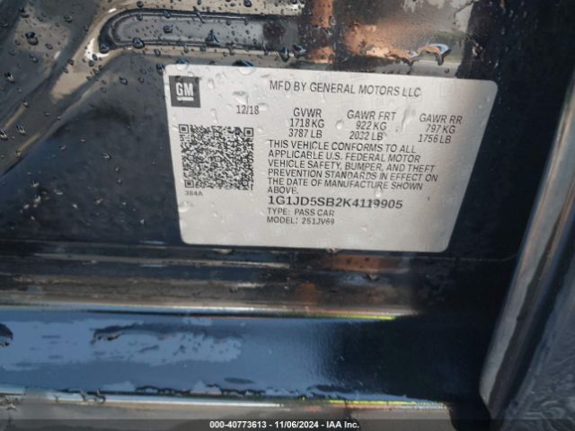 1G1JD5SB2K4119905 Chevrolet Sonic Lt Auto