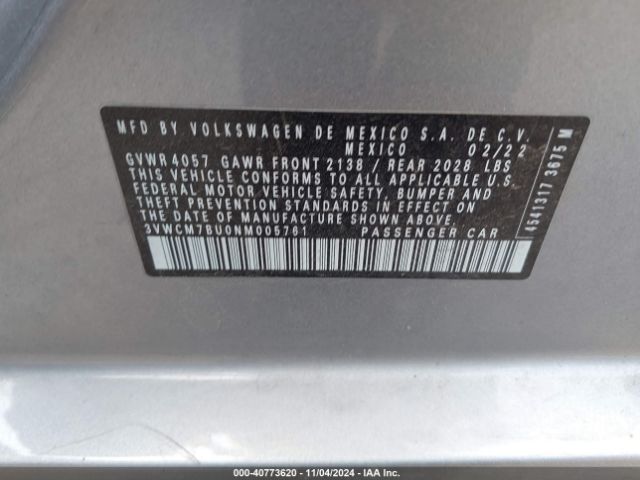 3VWCM7BU0NM005761 Volkswagen Jetta 1.5t S