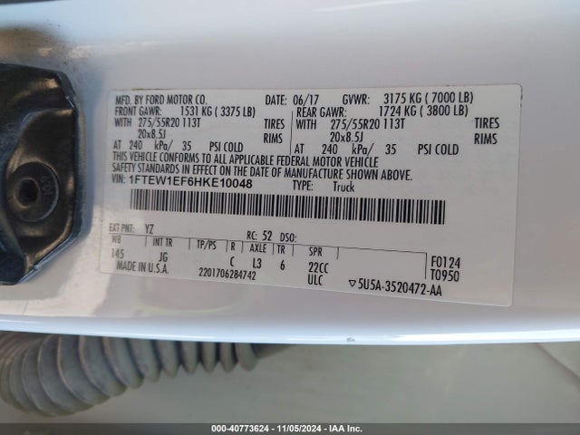 Ford F-150 Xl 2017 1FTEW1EF6HKE10048 Image 9