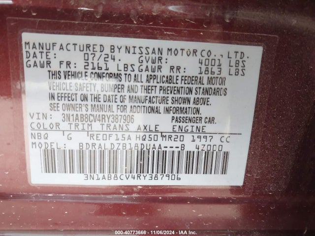 Nissan Sentra Sv Xtronic Cvt 2024 3N1AB8CV4RY387906 Image 9