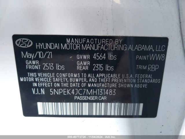 5NPEK4JC7MH131483 Hyundai Sonata N Line