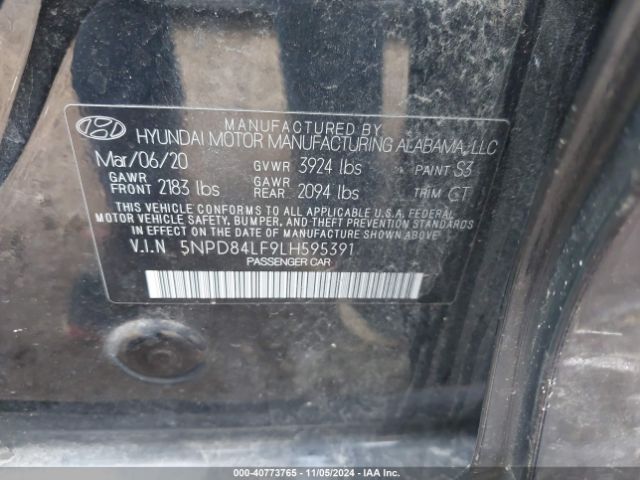2020 HYUNDAI ELANTRA 5NPD84LF9LH595391 Photo 8