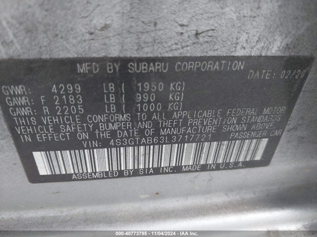 4S3GTAB63L3717721 Subaru Impreza 5-door