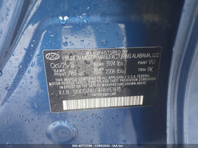 Hyundai ELANTRA SE 2017 5NPD74LF4HH151815 Image 9