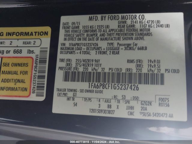 1FA6P8CF1G5237426 Ford Mustang Gt Premium