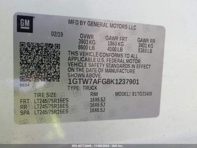 1GTW7AFG8K1237901 GMC Savana 2500 Work Van