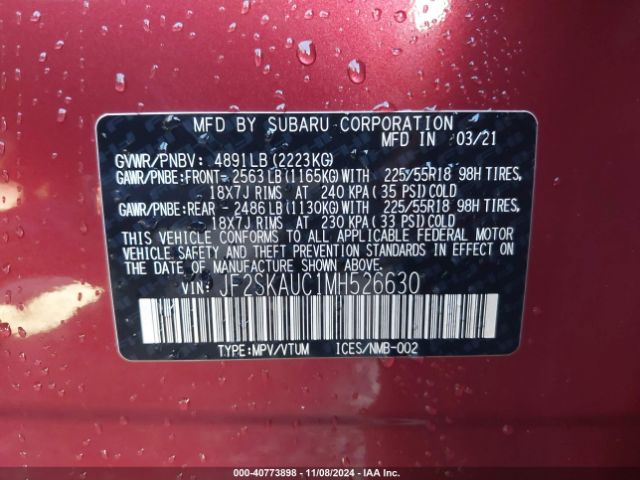 JF2SKAUC1MH526630 Subaru Forester Limited