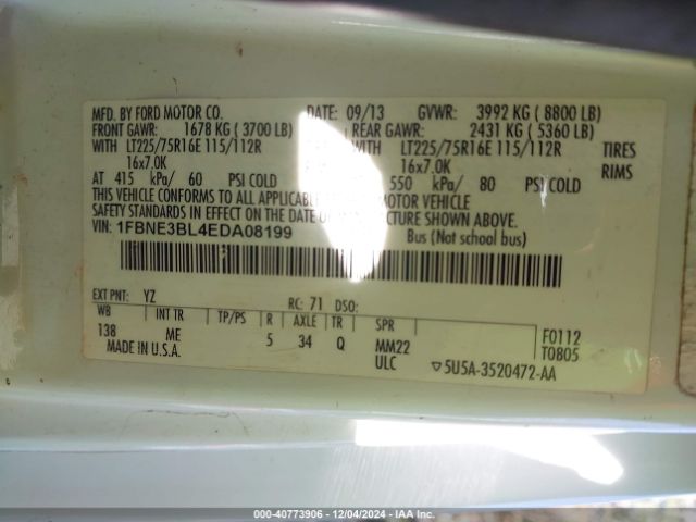 1FBNE3BL4EDA08199 Ford E-350 Super Duty Xlt