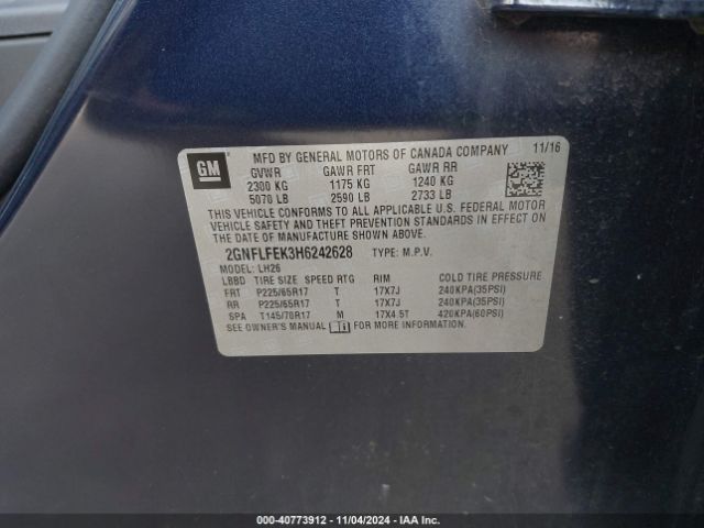 2GNFLFEK3H6242628 Chevrolet EQUINOX LT