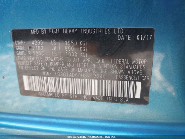 4S3GTAD60H3712240 Subaru Impreza 2.0i Premium