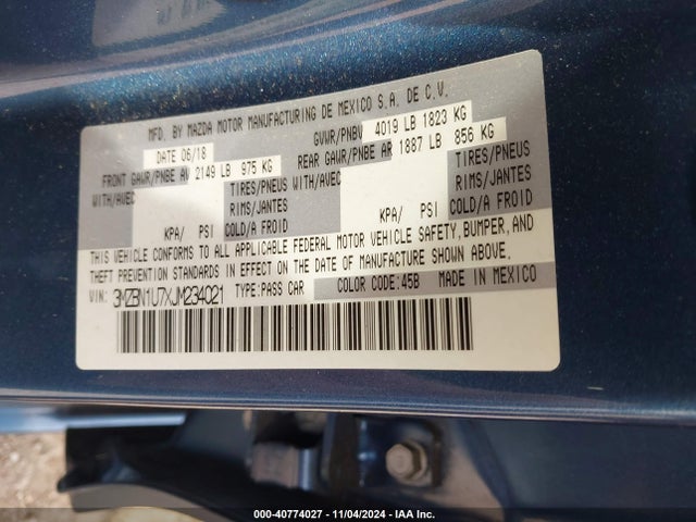 3MZBN1U7XJM234021 Mazda Mazda3 Sport