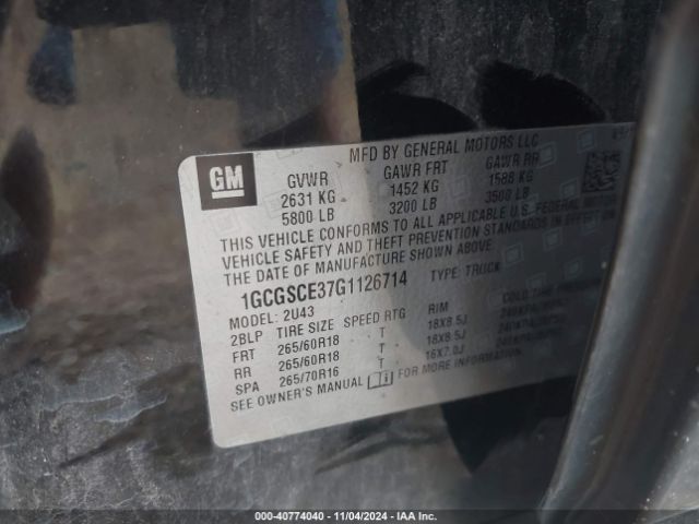 1GCGSCE37G1126714 Chevrolet Colorado Lt