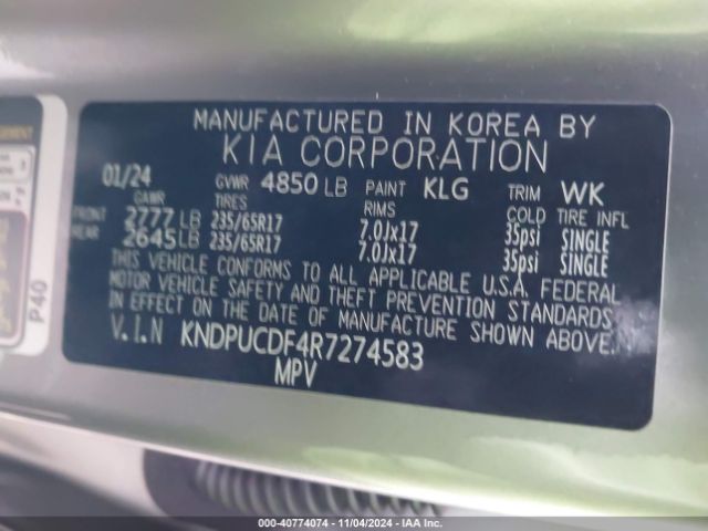KNDPUCDF4R7274583 KIA Sportage Lx