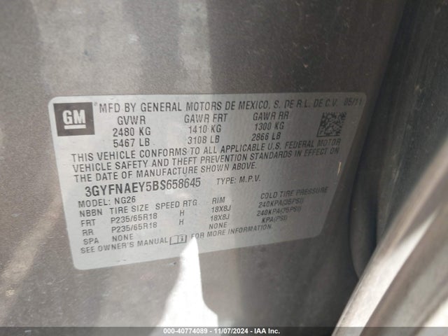 2011 CADILLAC SRX 3GYFNAEY5BS658645 Photo 8
