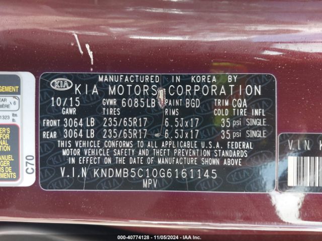 KNDMB5C10G6161145 KIA SEDONA LX