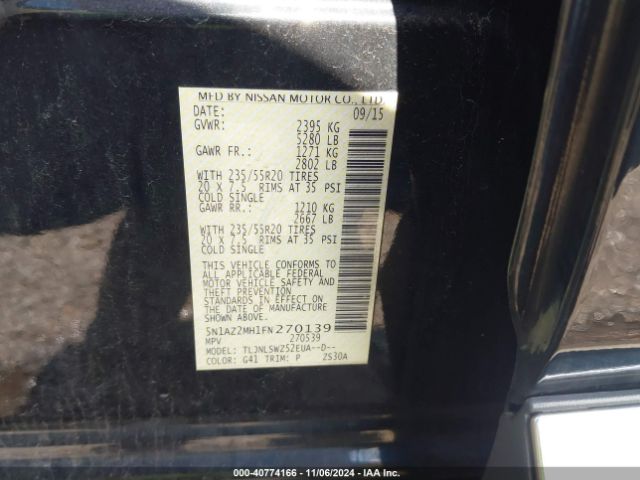 5N1AZ2MH1FN270139 Nissan Murano Platinum