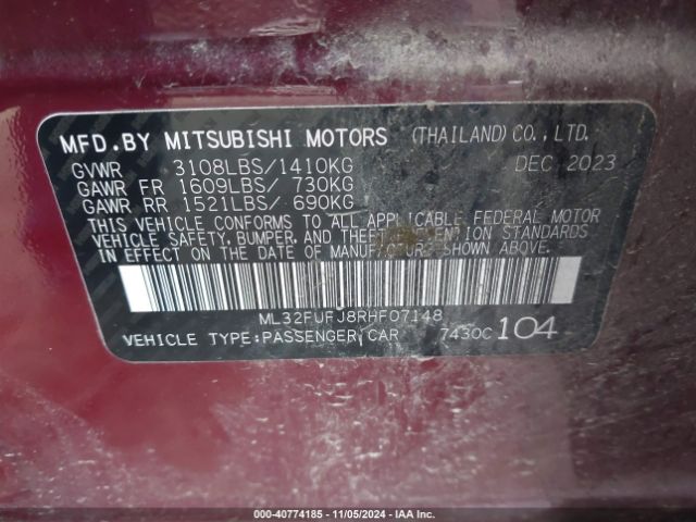 ML32FUFJ8RHF07148 Mitsubishi Mirage G4 Es