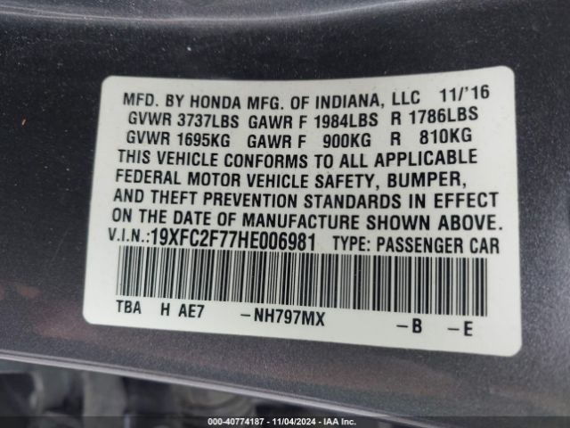 19XFC2F77HE006981 Honda CIVIC EX
