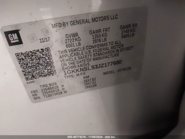 1GKKNSLS3JZ177680 GMC Acadia Sle-2