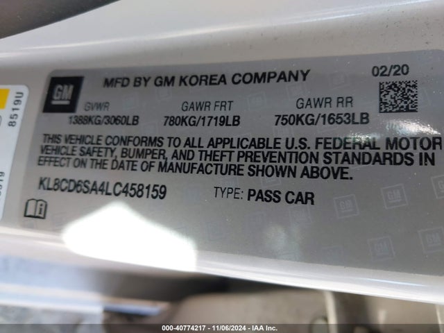 Chevrolet Spark Fwd 1lt Automatic 2020 KL8CD6SA4LC458159 Image 9