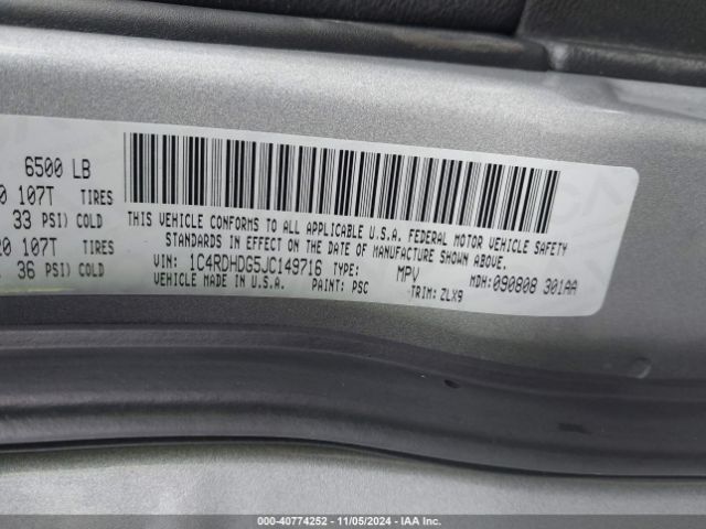 1C4RDHDG5JC149716 Dodge Durango Gt Rwd