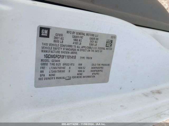 1GCWGFCF0F1181418 Chevrolet Express 2500 Work Van