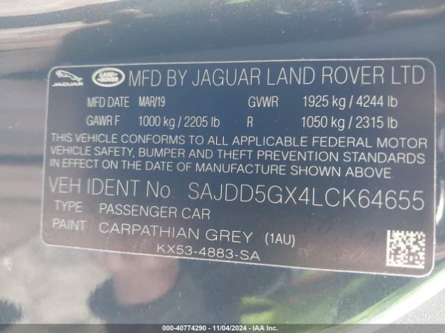 SAJDD5GX4LCK64655 Jaguar F-type Checkered Flag Rwd Automatic/p300 Rwd Automatic