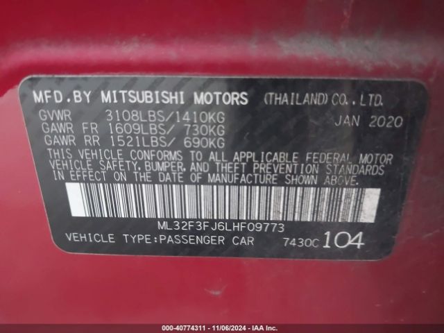2020 MITSUBISHI MIRAGE G4 ML32F3FJ6LHF09773 Photo 8