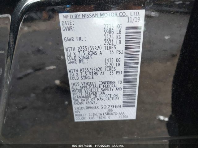 5N1DL0MM3LC527969 Infiniti Qx60 Luxe Awd