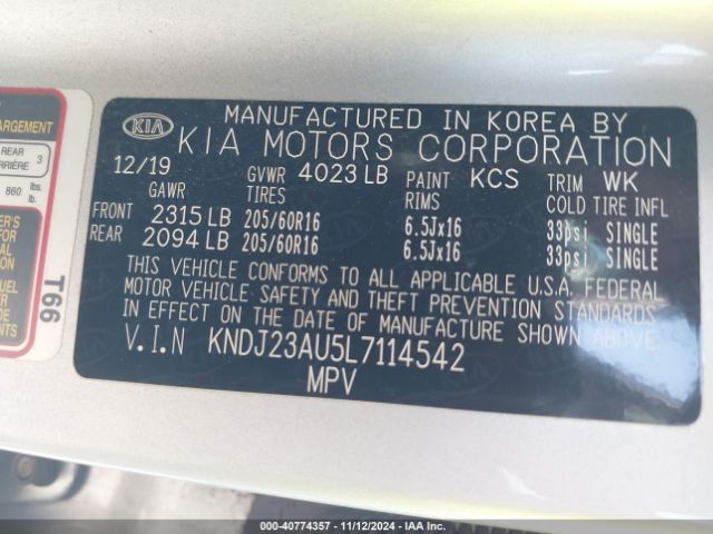 KNDJ23AU5L7114542 KIA SOUL LX