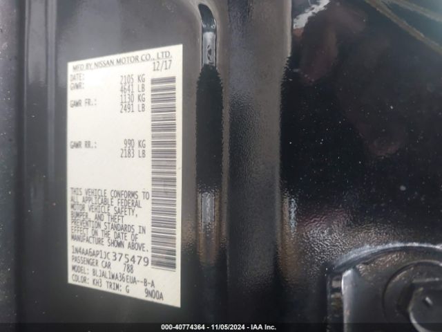 1N4AA6AP1JC375479 Nissan Maxima 3.5 Sr