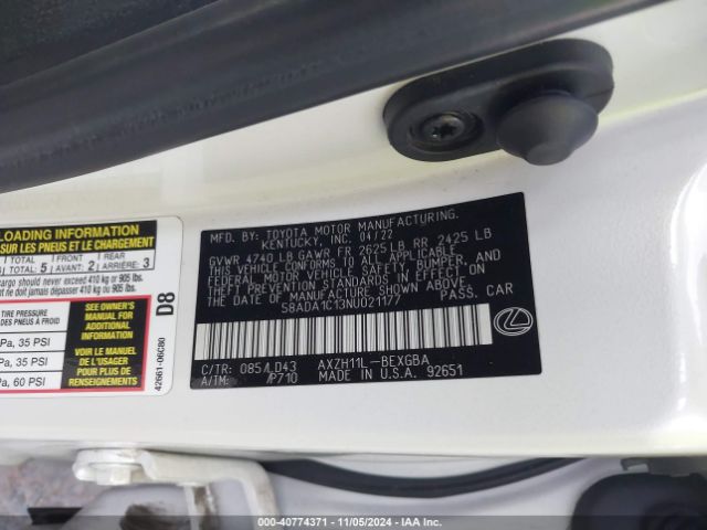 58ADA1C13NU021177 Lexus ES 300H
