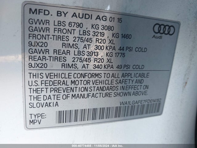 WA1LGAFE7FD014152 Audi Q7 3.0t Premium