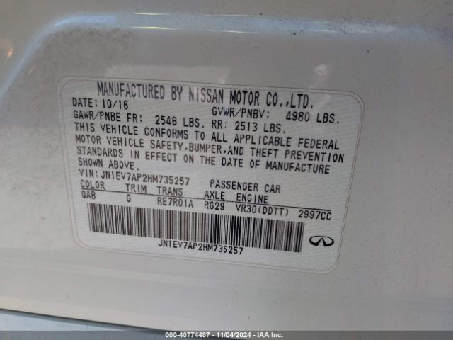 JN1EV7AP2HM735257 Infiniti Q50 3.0t Premium