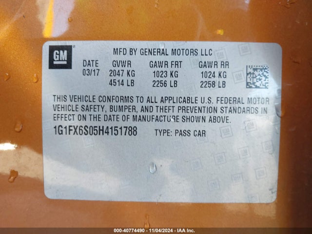 Chevrolet Bolt Ev Premier 2017 1G1FX6S05H4151788 Image 9