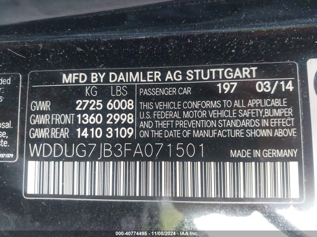 WDDUG7JB3FA071501 Mercedes-Benz S 63 Amg 4matic