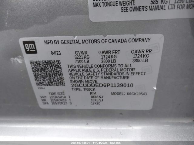 2GCUDDED6P1139010 Chevrolet Silverado 1500 4wd  Standard Bed Lt