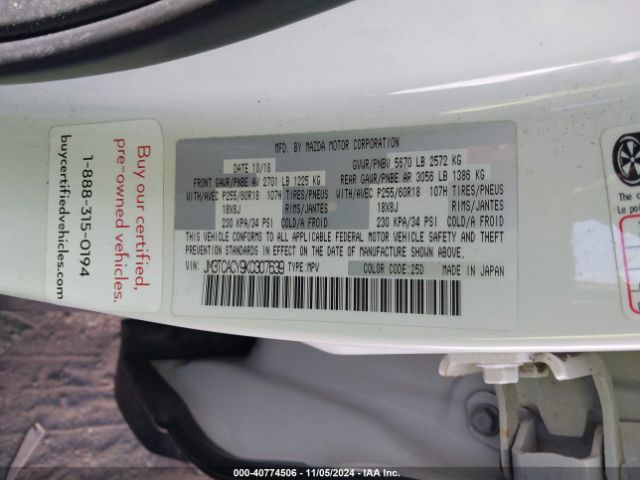 JM3TCACY9K0307639 Mazda Cx-9 Touring