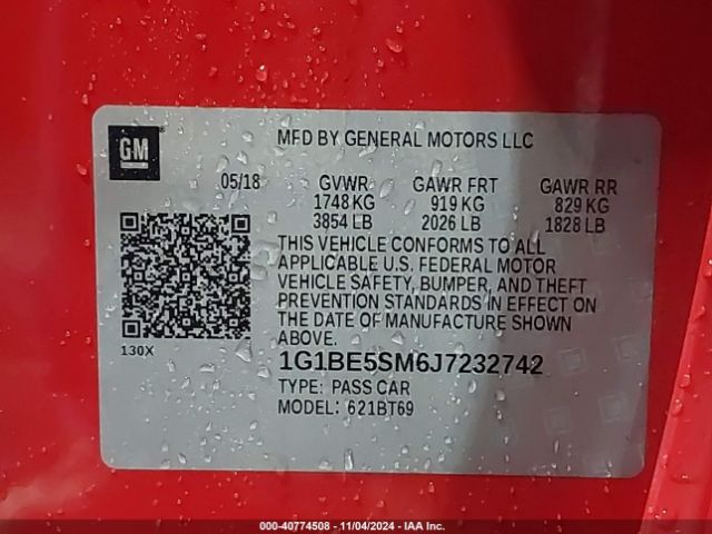 1G1BE5SM6J7232742 Chevrolet Cruze Lt Auto