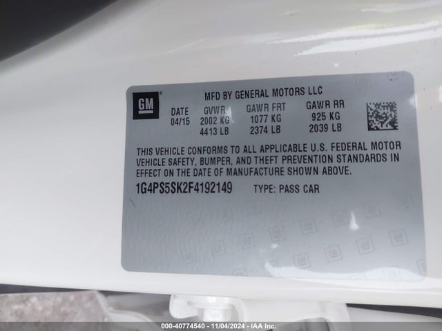 1G4PS5SK2F4192149 Buick Verano Leather Group