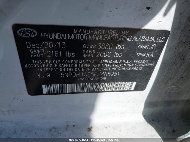 Hyundai ELANTRA SE 2014 5NPDH4AE5EH465251 Image 9