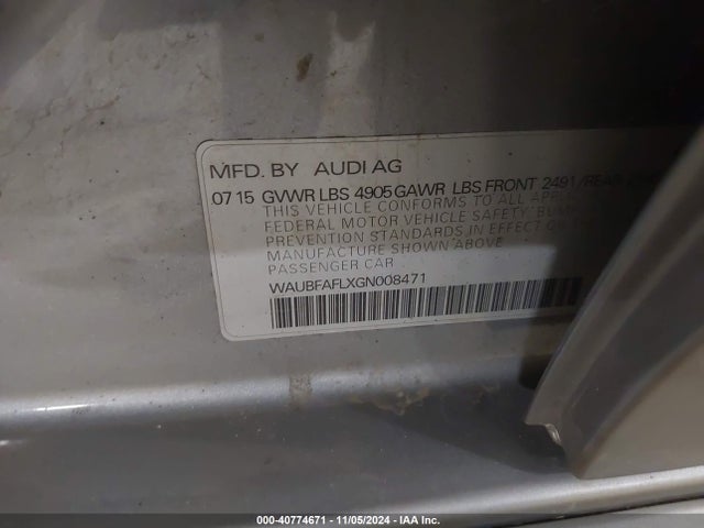 WAUBFAFLXGN008471 Audi A4 2.0t Premium