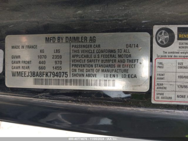 WMEEJ3BA8FK794075 Smart Fortwo Passion/pure