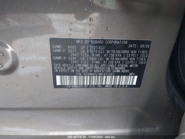4S4WMARD9M3401542 Subaru Ascent Touring